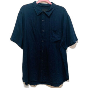 Theory Men's Navy Blue Linen Short Sleeve Shirt size xl